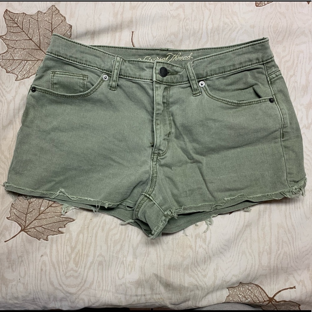 Green Denim Shorts